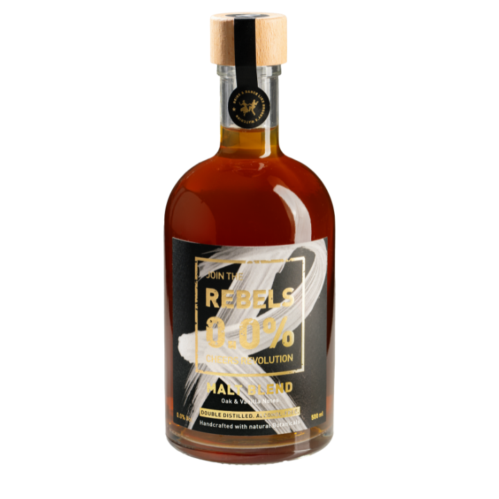 Bottle of Rebels 0.0% - non-alcoholic whisky