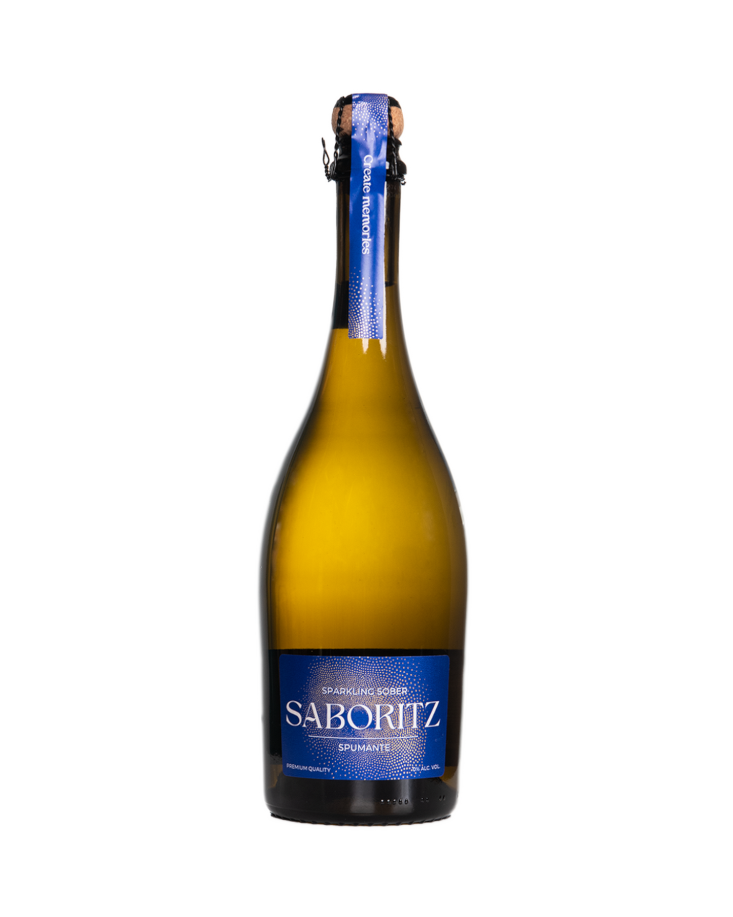 Saboritz Spumante alcohol free sparkling wine bottle on a white background